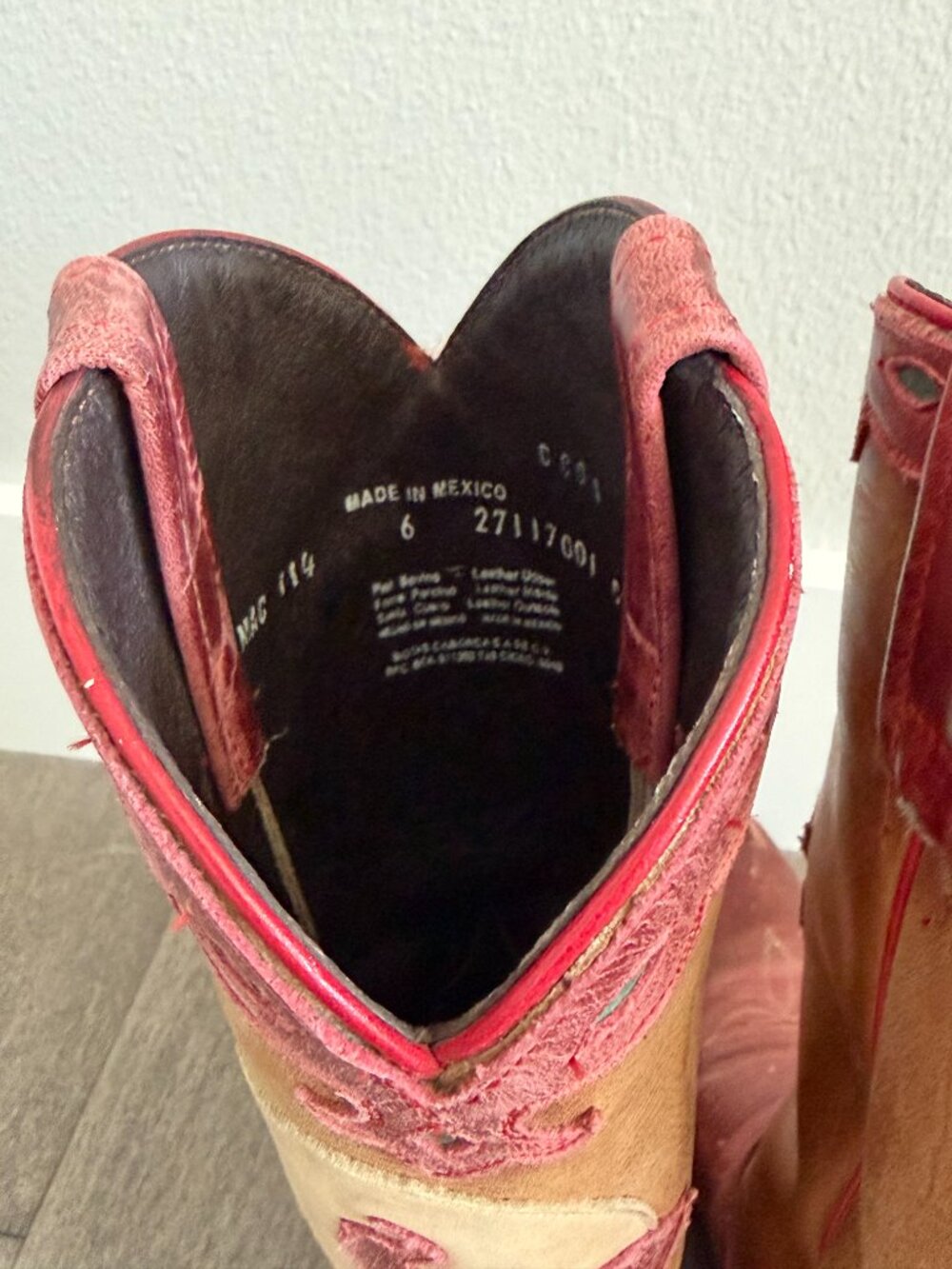 Caborca Boots Size 6 dusty pink and camel brown Western - Picture 3 of 5
